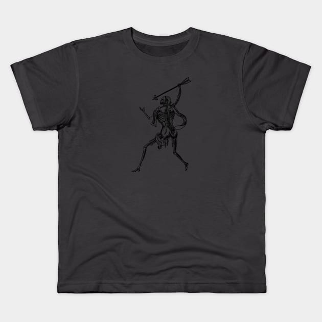 Skeleton Warrior Kids T-Shirt by carobaro